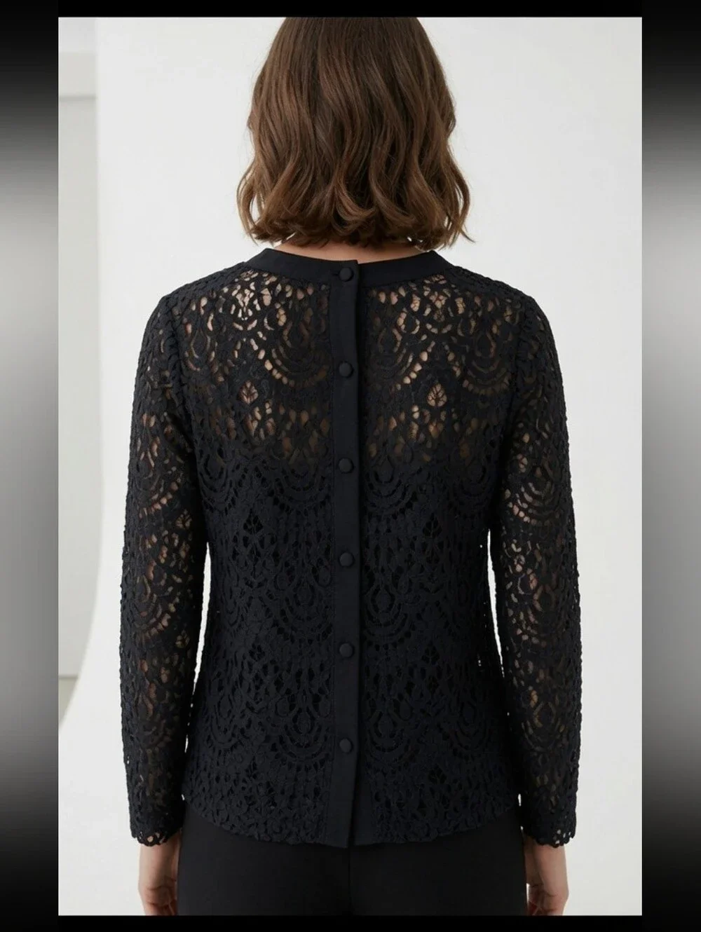 Banana republic Lace Sheer Blouse Black Size Small Grunge‎ Whimsigoth